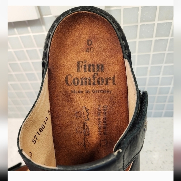 Finn Comfort Germany Leather Comfort Slide Sandals Size 40 D Orthopedic Clog - Picture 8 of 10